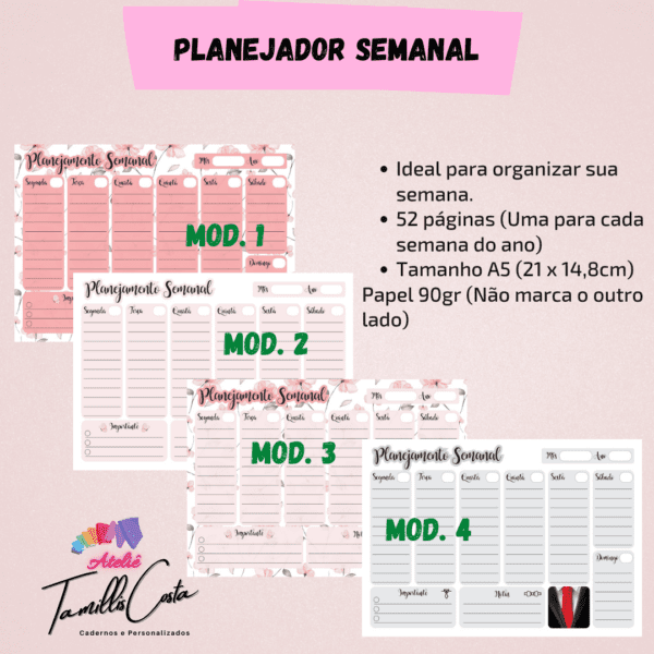 Planner de Mesa Semanal - A5 52 Folhas - Image 2